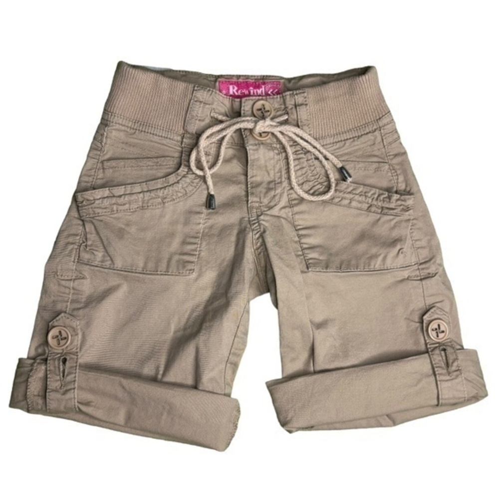 Rewind‎ Girls Shorts Size 7 Tan Khaki Roll Up Adjustable Length Bermuda Shorts
